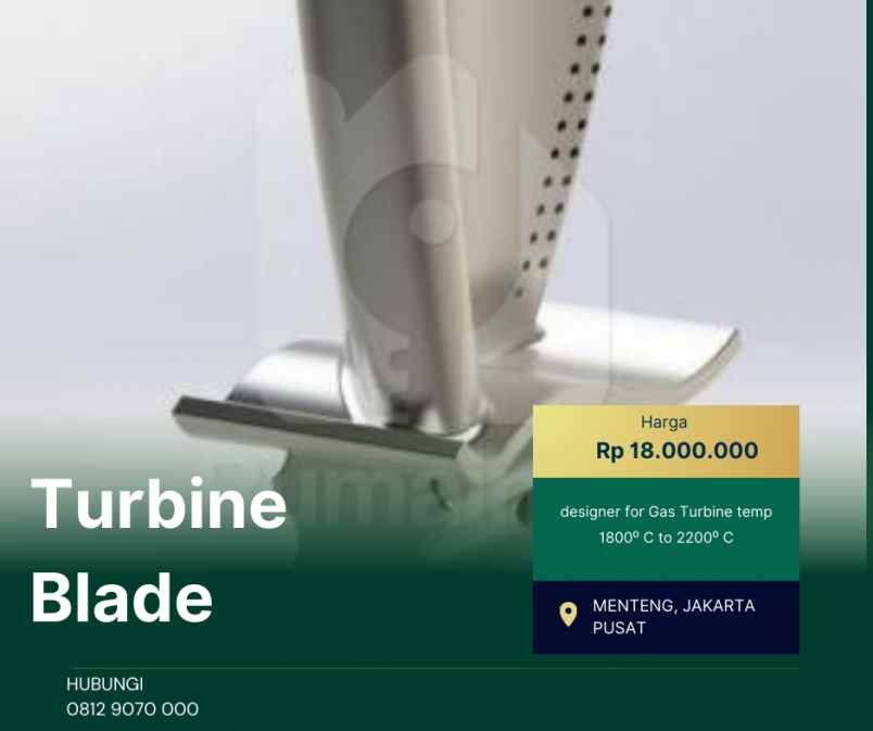 turbine blade for gas turbine temp 1800 c to 2200 c