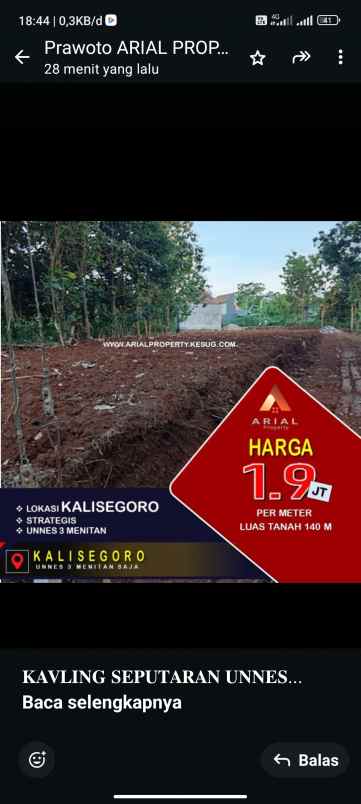 dijual kavling siap bangun di kalisegoro gunung pati