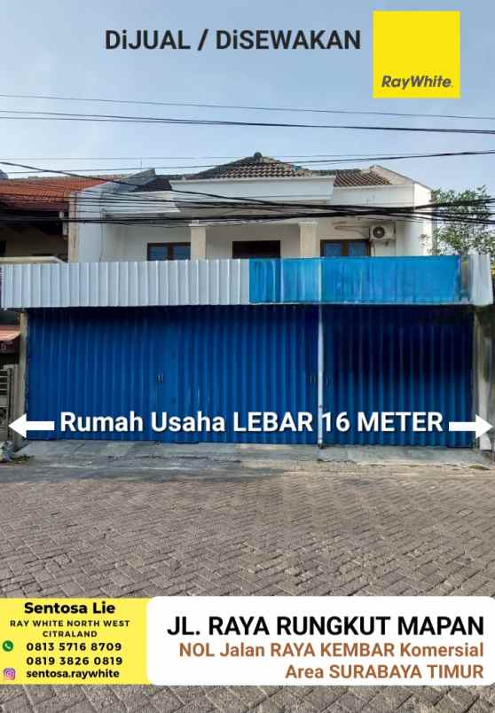 dijual ruko gudang kantor jalan raya rungkut mapan