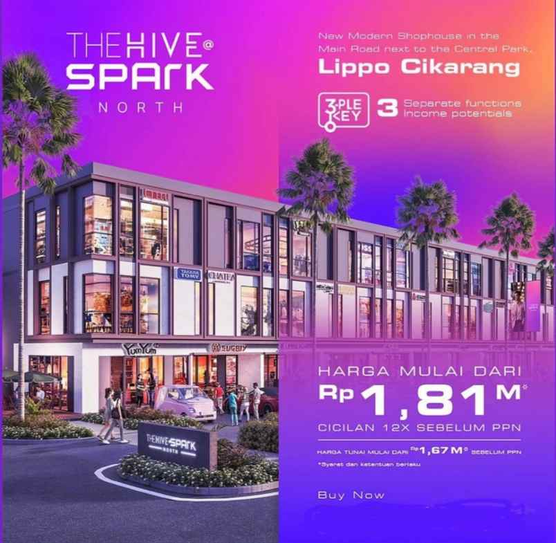 dijual ruko gudang kantor ruko the hive lippo