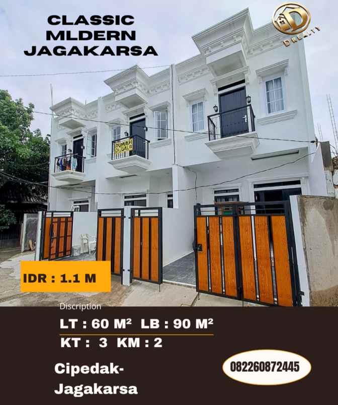 dijual rumah 2 lantai 900 an juta di cipedak jagakarsa