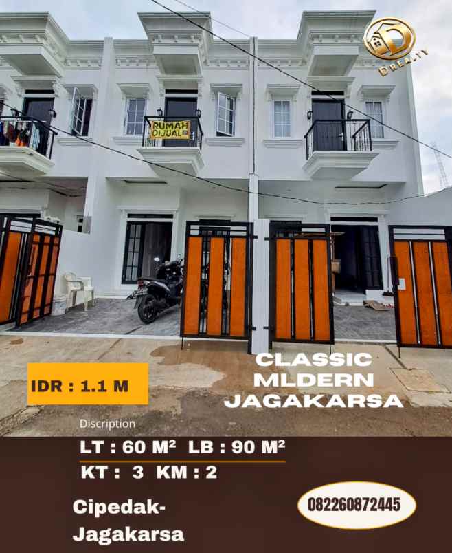 dijual rumah 2 lantai 900 an juta di cipedak jagakarsa