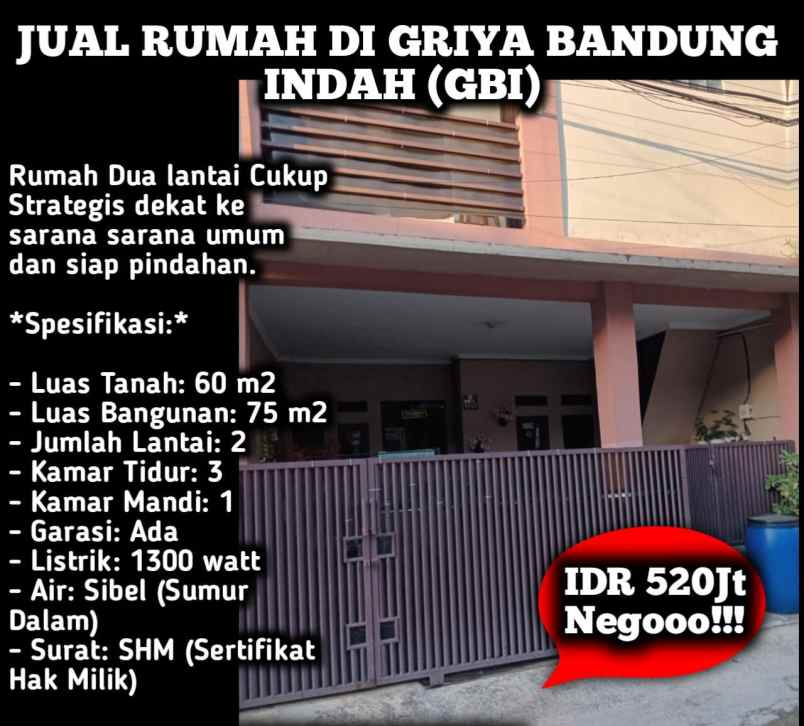 dijual rumah buah batu bojongsoang