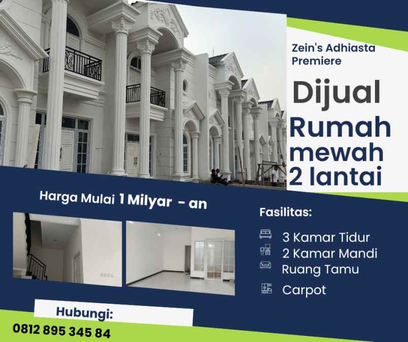 dijual rumah cantik modern classik dua lantai