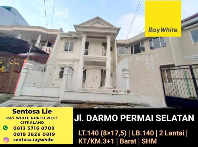 dijual rumah jalan darmo permai selatan