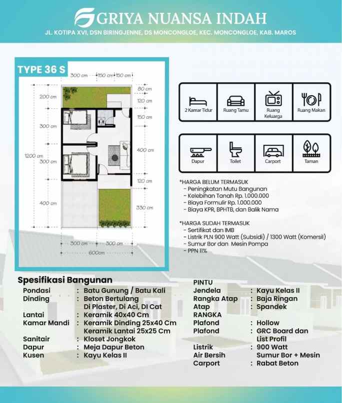 dijual rumah jalan kotipa moncongloe