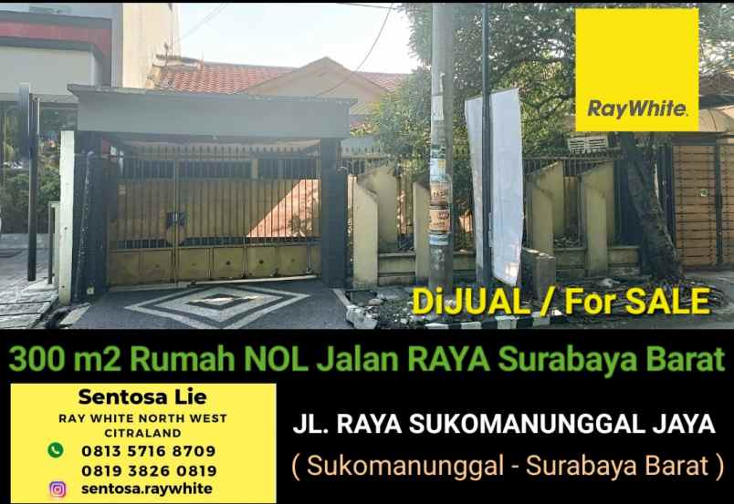 dijual rumah jalan raya sukomanunggal jaya