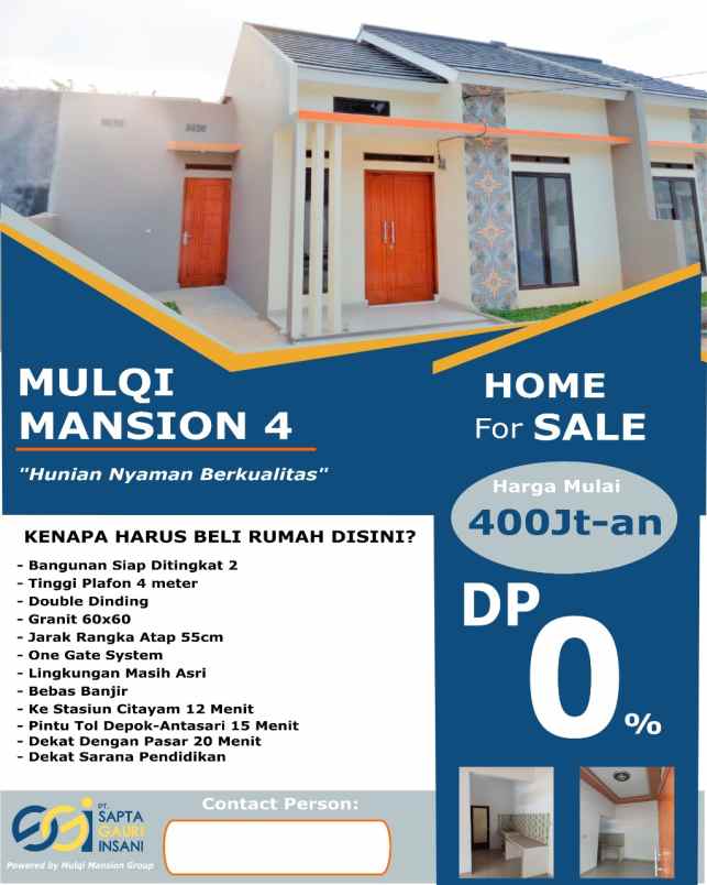 Rumah Cluster Nyaman Dan Berkualitas Mulqi Mansion 4 DP 0