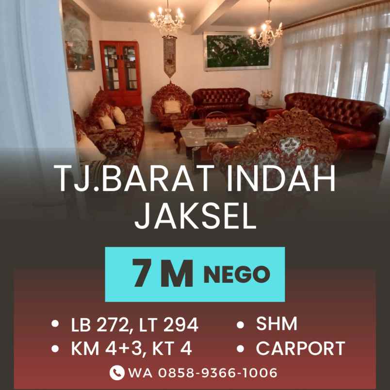 dijual rumah tanjung barat indah