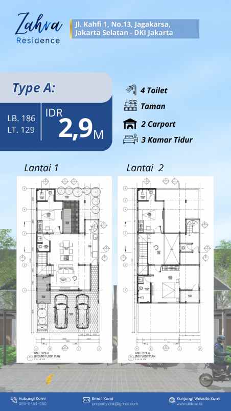 dijual rumah zara residence jl moh