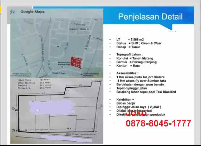 dijual tanah jl bintara jaya