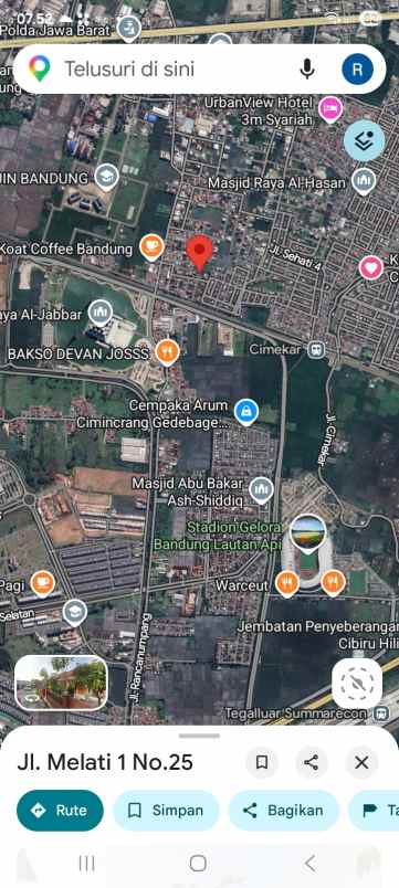 dijual tanah jl melati panyileukan