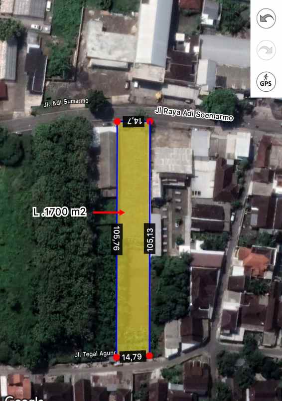 dijual tanah jl raya adi soemarmo