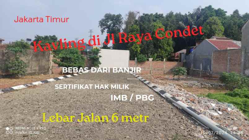 dijual tanah jl raya condet kramat jati