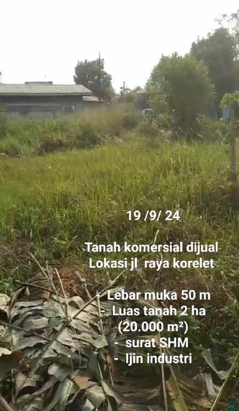 dijual tanah jl raya korelet panongan