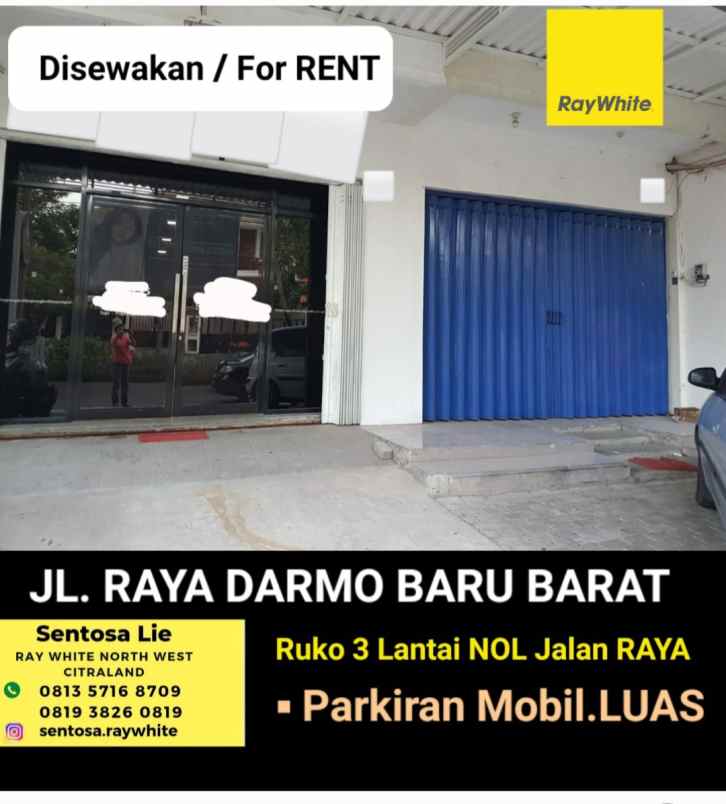 disewakan ruko gudang kantor jalan darmo baru barat