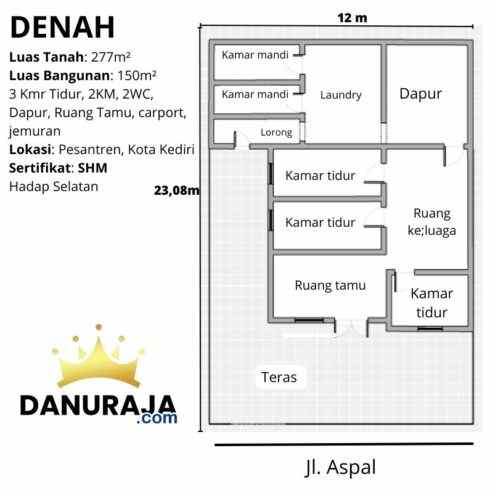 rumah dijual kediri kota 277m pesantren