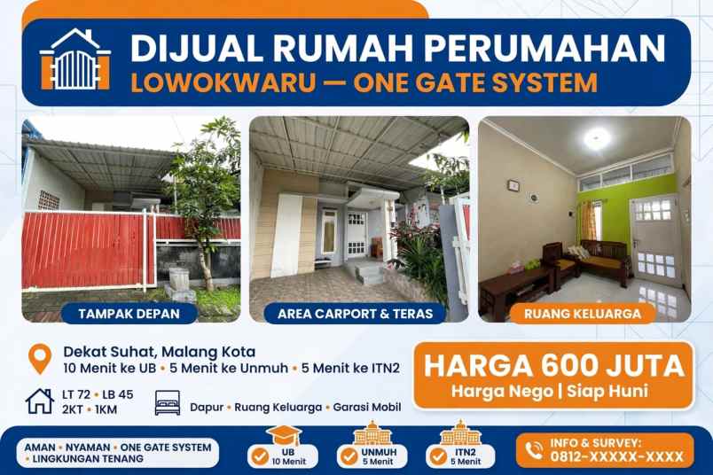 rumah siap huni lokasi di lowokwaru dekat kampus ub