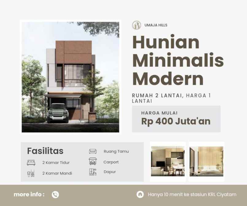 rumah type kontemporer 2 lantai harga 1 lantai dp 0