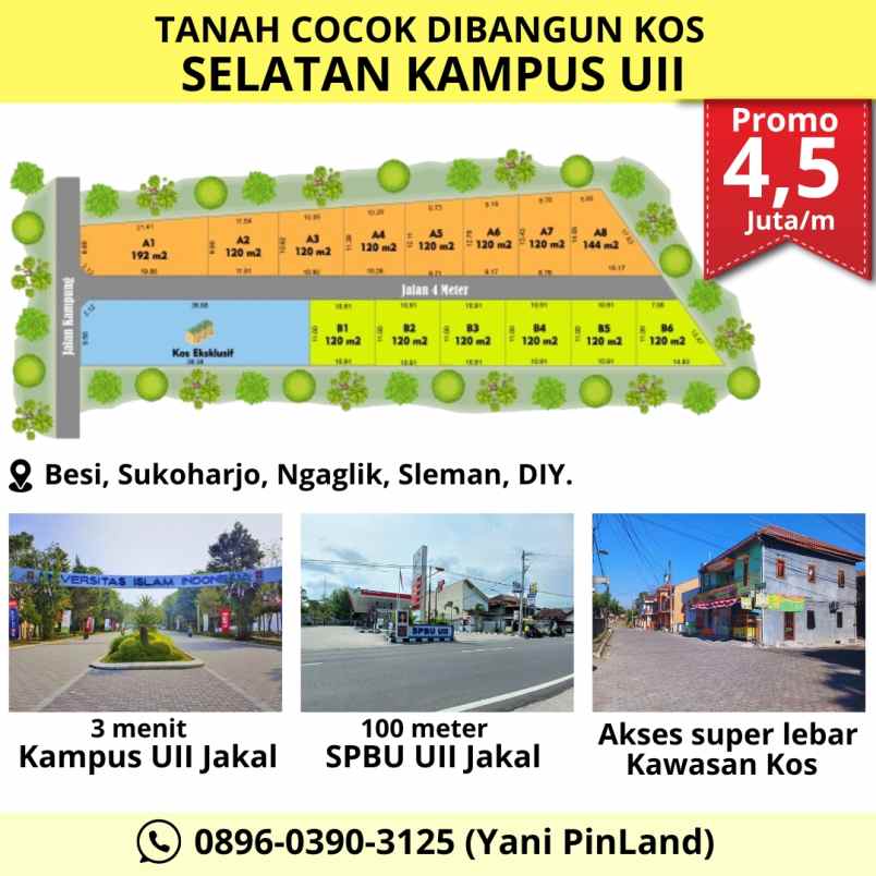 tanah dekat kampus uii jakal cocok untuk dibangun kos