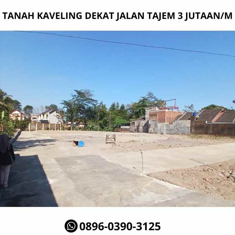 tanah kaveling dekat jalan tajem 3 jutaan m