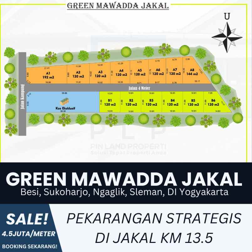 tanah pekarangan 4 5jt meter di jakal km 13 5