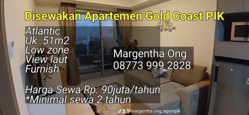 apartemen gold coast pik atlantic furnish