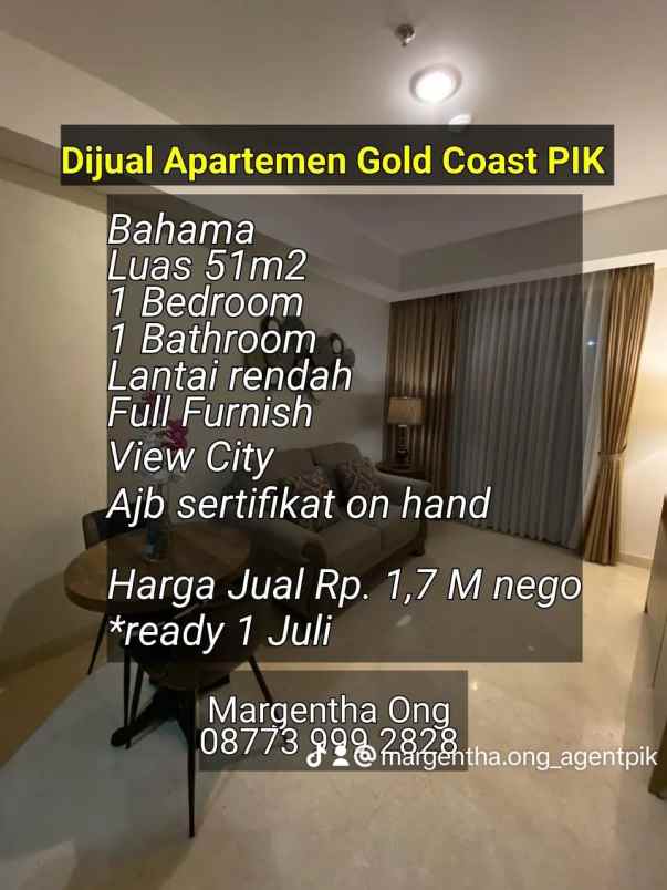 apartemen gold coast pik bahama full furnish