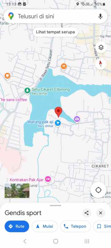 di tanah bangunan lokasi pinggir setu cikaret
