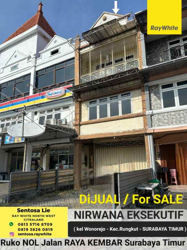 dijual ruko gudang kantor jalan raya wonorejo permai