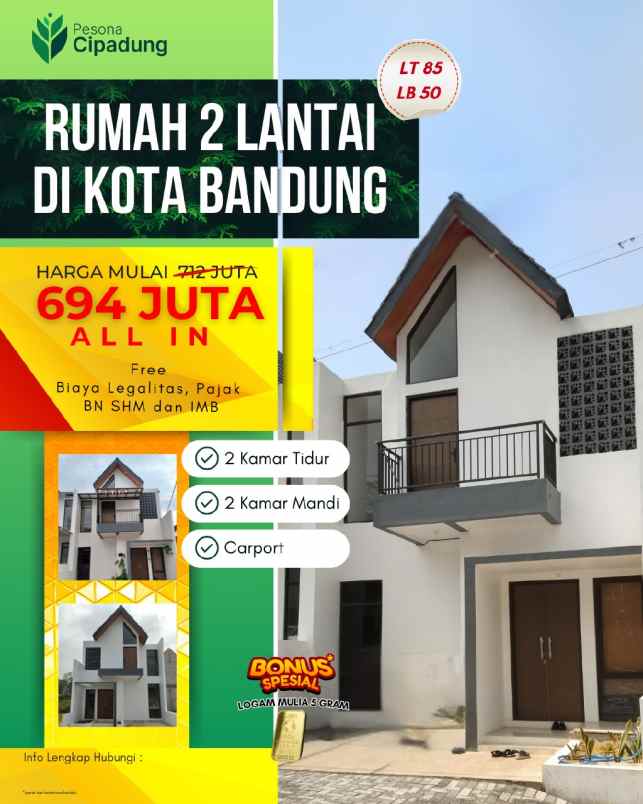 dijual rumah cipadung