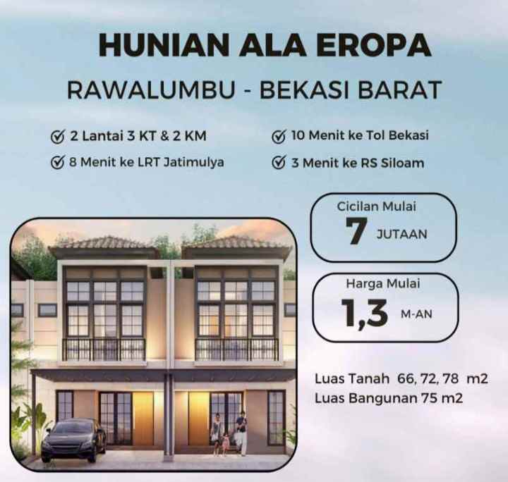 dijual rumah jl rawalumbu bekasi barat