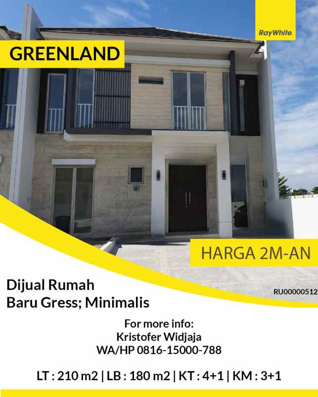 dijual rumah perumahan greenland gresik