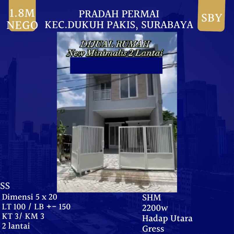 dijual rumah pradah permai