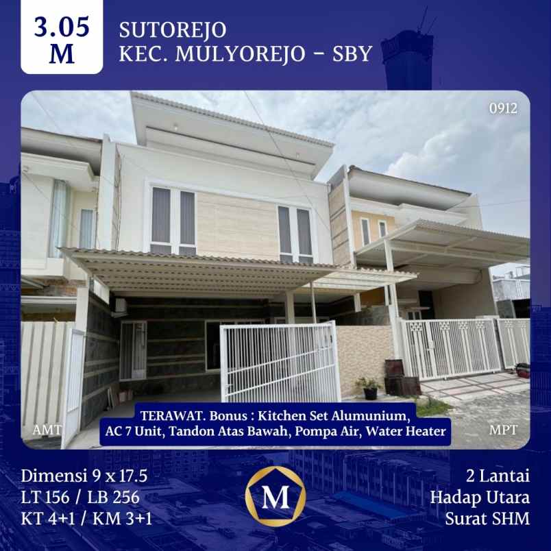 dijual rumah sutorejo