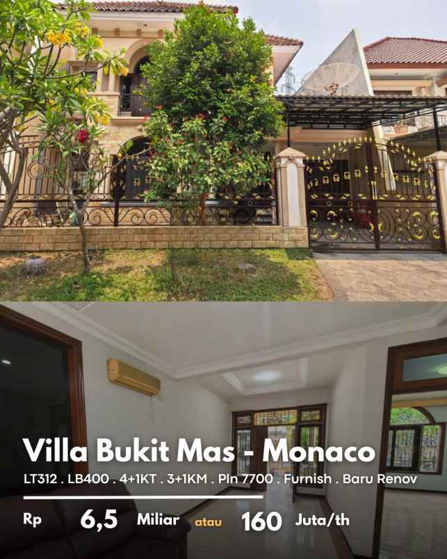 dijual rumah villa bukit mas
