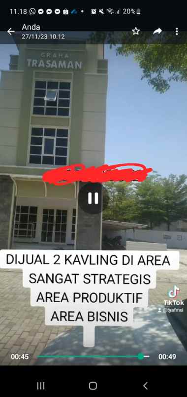 dijual segera tanah komersial 157m harga nego