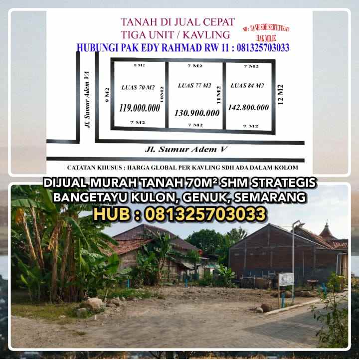 dijual tanah bangetayu kulon genuk semarang