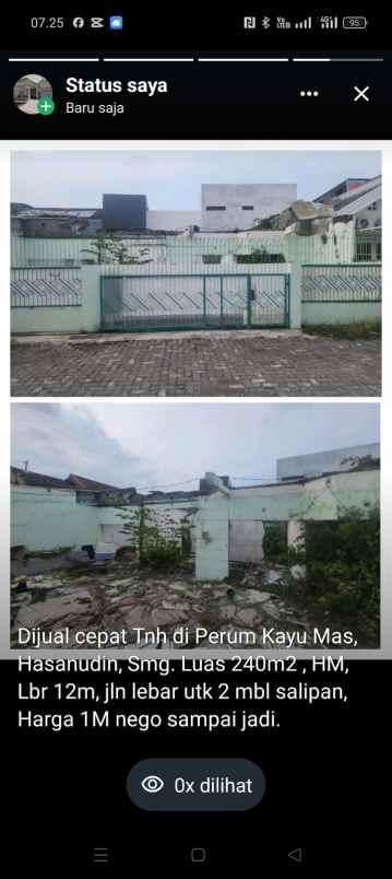 dijual tanah di perum kayu mas hasanuddin semarang