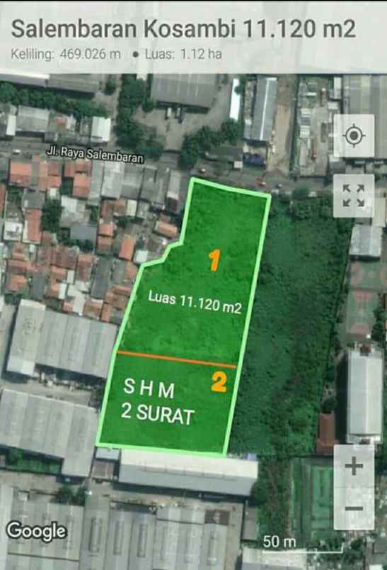 dijual tanah jalan raya salembaran