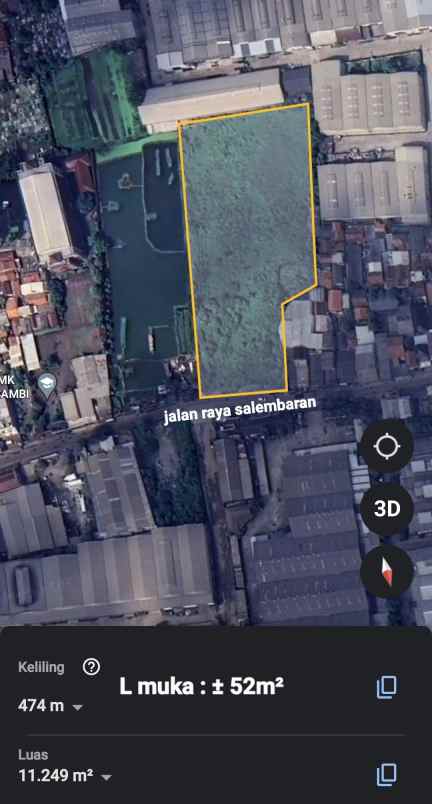 dijual tanah jalan raya salembaran