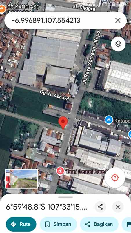 dijual tanah jl soreang kopo