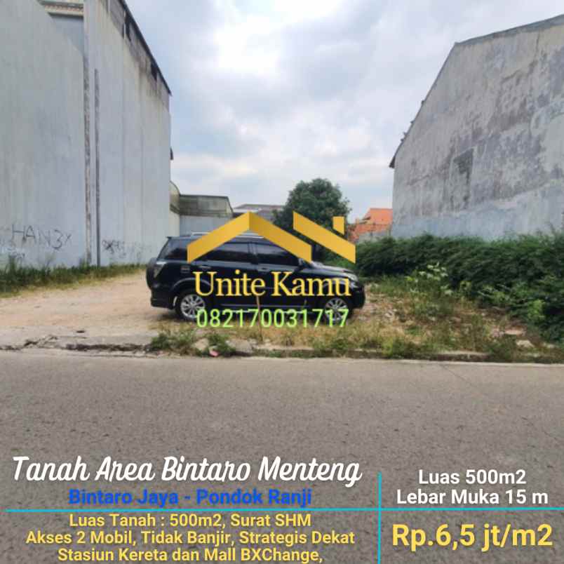 dijual tanah menteng bintaro pondok ranji