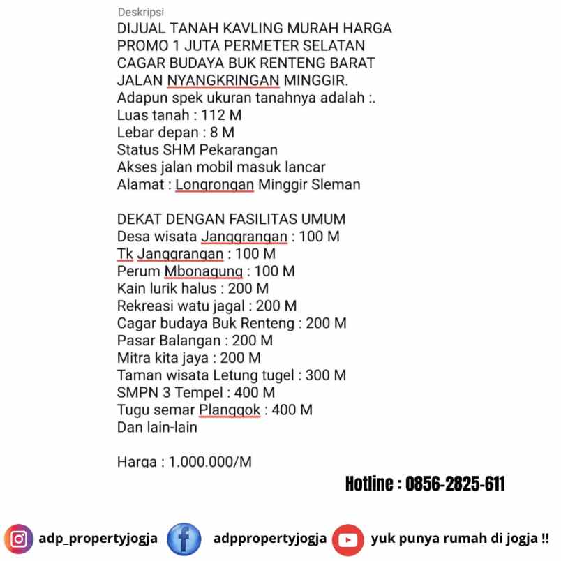 dijual tanah nyangkringan