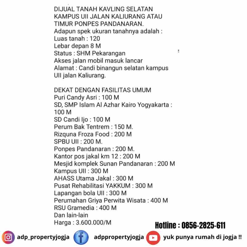 dijual tanah pandanaran