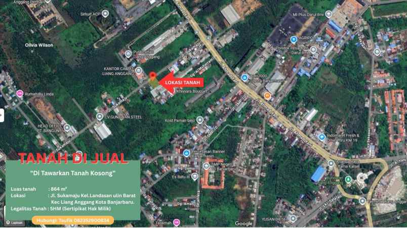 dijual tanah strategis di banjarbaru liang anggang