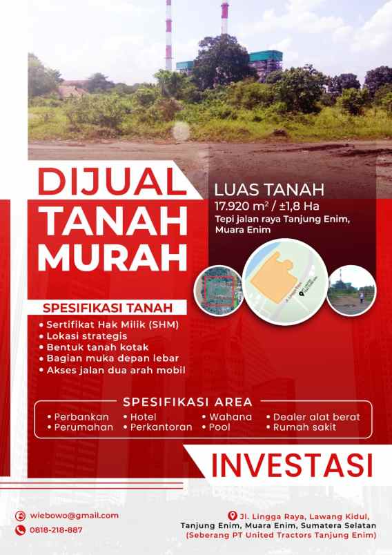 dijual tanah sumsel tanjung enim