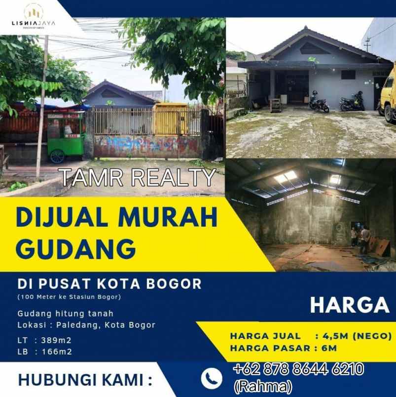 gudang kota bogor dekat stasiun bogor tengah murah