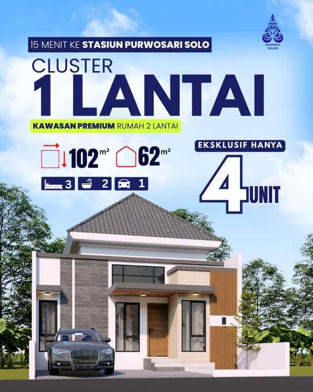 perumahan 1 lantai 15 menit ke stasiun purwosari solo