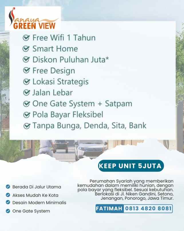 rumah 2 lantai syariah 400 jutaan di ponorogo